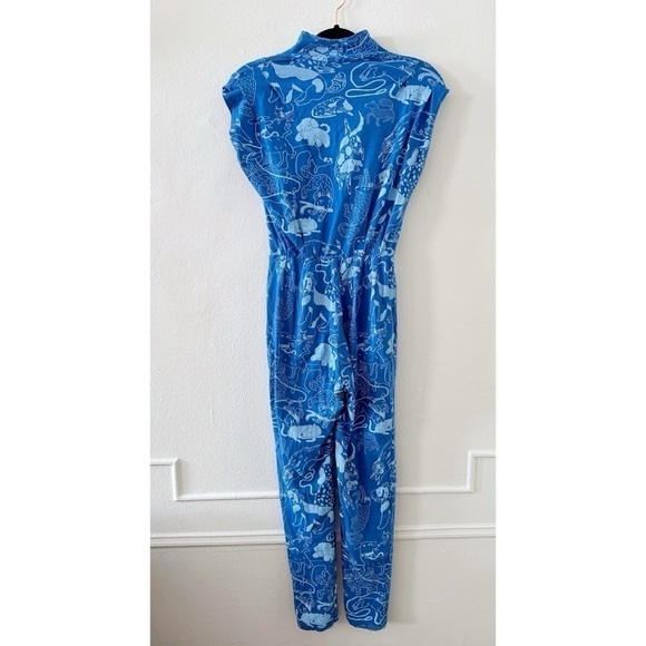 Blue Patterned Jumpsuit - Picture 3 of 5